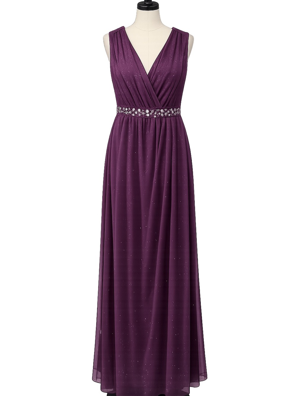 Enfocus Studio Plum V-Neck Maxi Dress with Beaded Waist